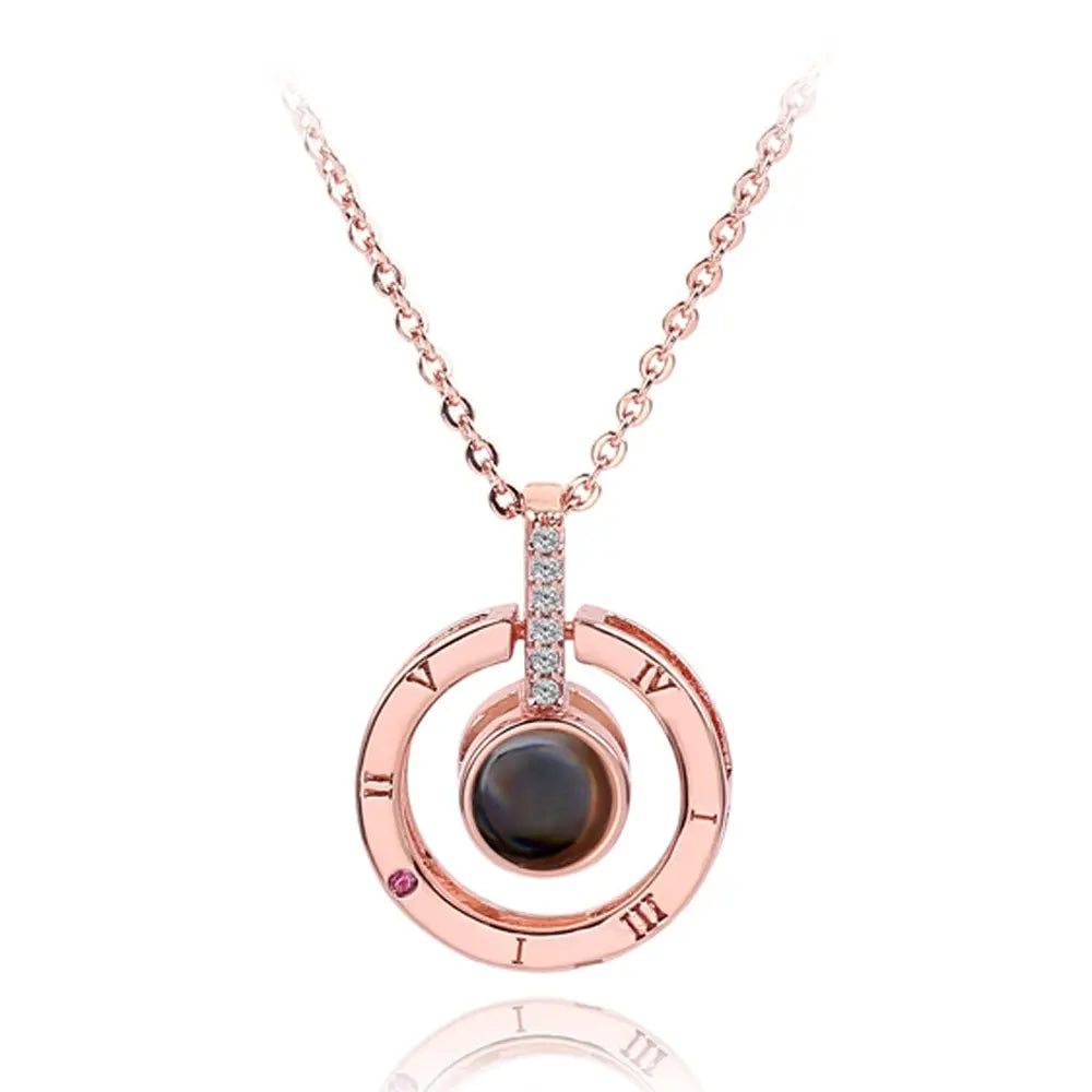 2pcs I Love You 100 Languages Projection Pendant Necklace Set