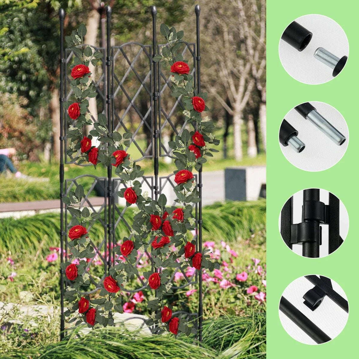 Plant Climbing Trellis, Greenhouse Hoop Kit & Garden Stakes Set