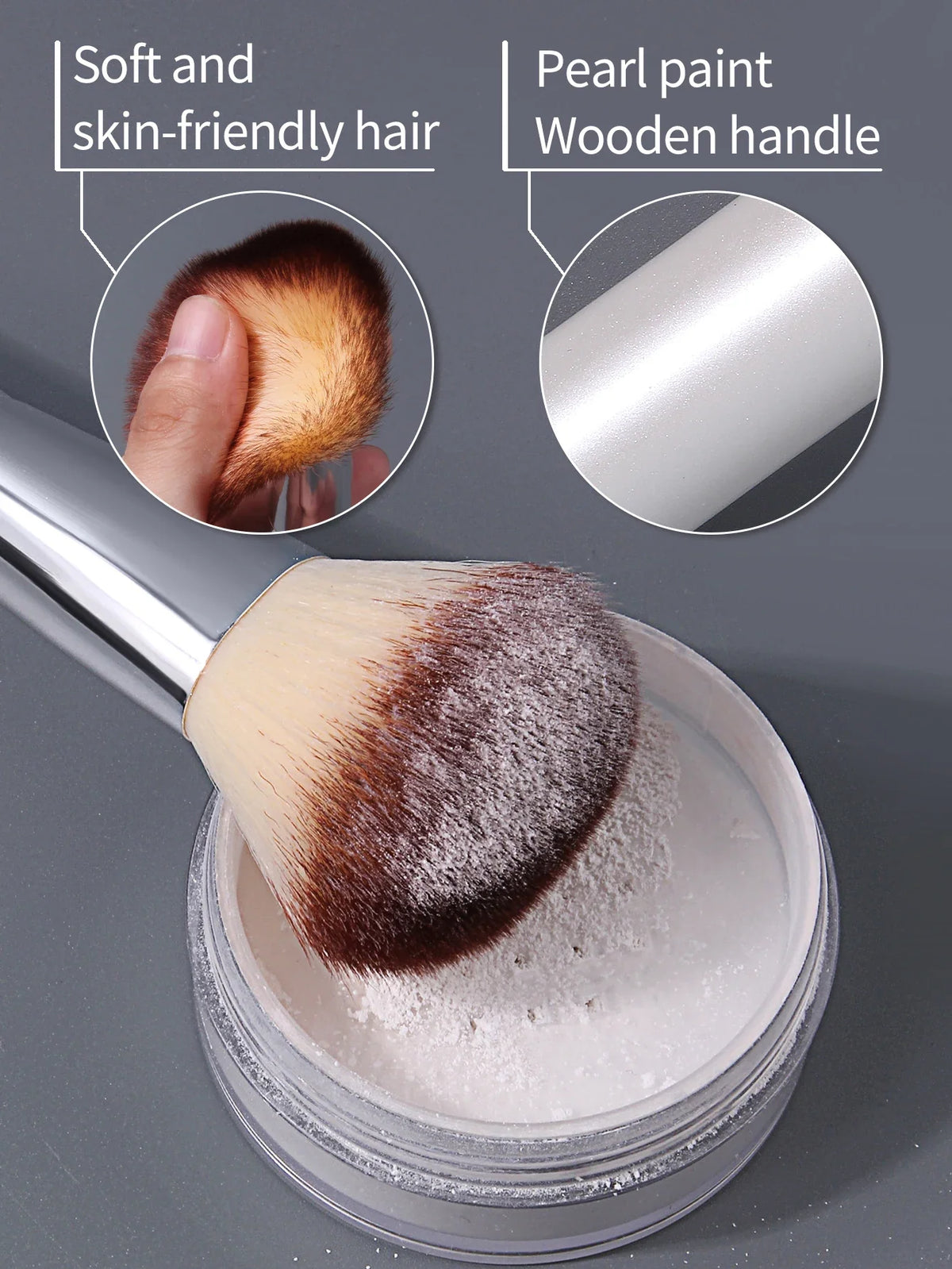 Fluffy Large Powder Brush – Soft Wool Fiber Blush & Contour