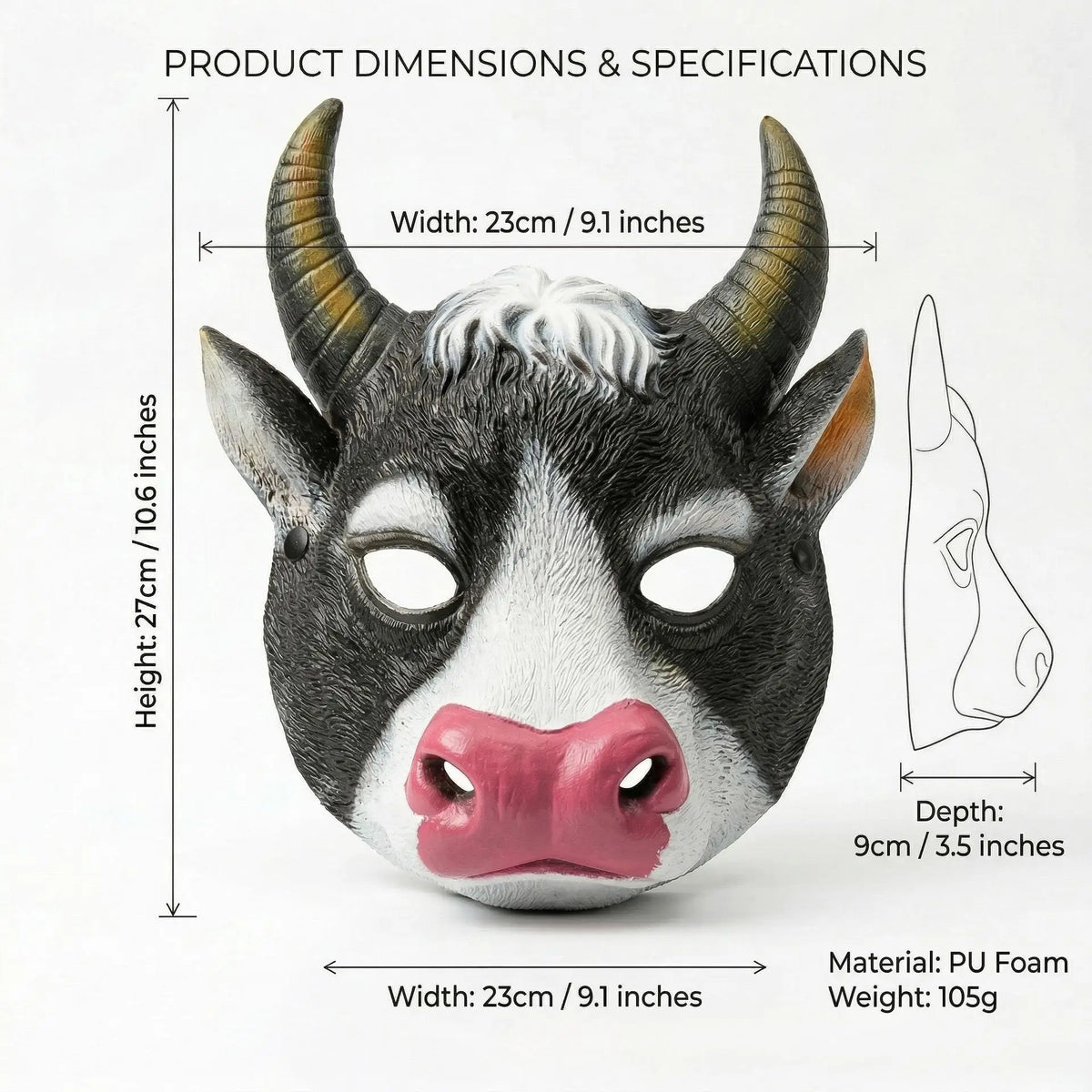3D Cow Half Face Mask – Cosplay Carnival Halloween Costume