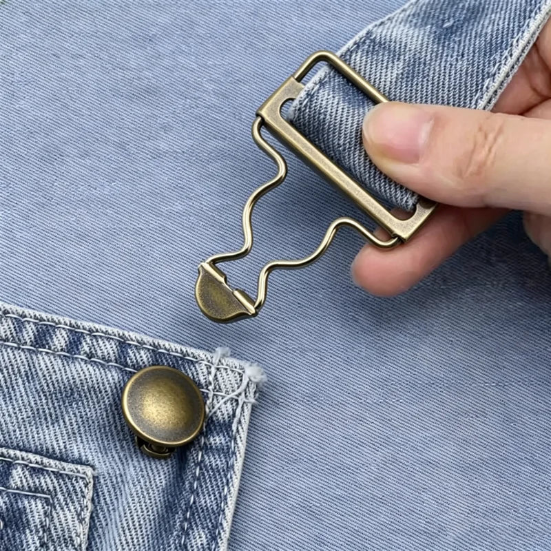 38mm Silver Overall Buckles Kit – 6 Sets Suspender Hooks & Buttons