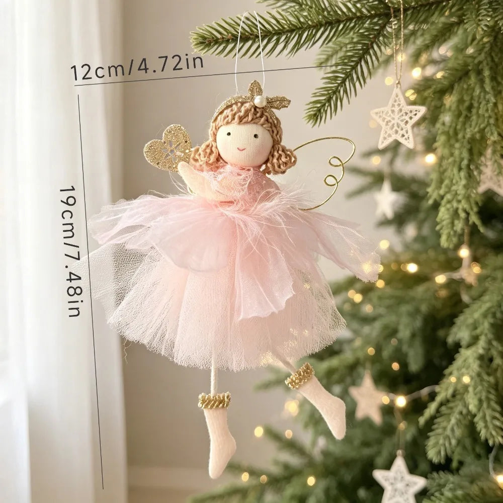 Plush Christmas Angel Ornament – Fluffy Wings Hanging Pendant