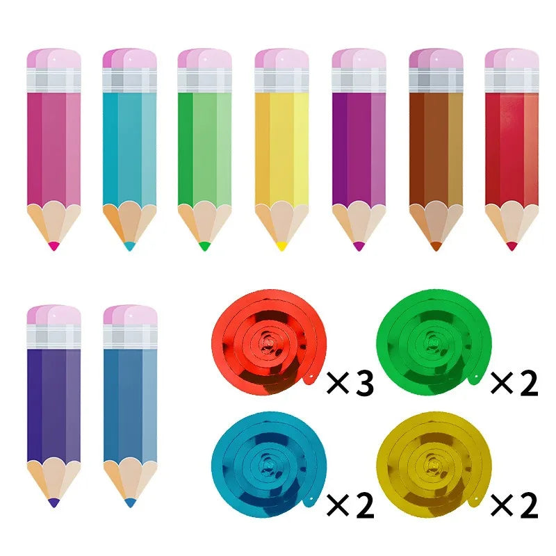 48pcs Colorful Pencil Swirl Decorations – Classroom & Party