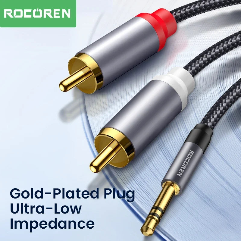 Rocoren 3.5mm to 2 RCA Male Aux Audio Cable Splitter