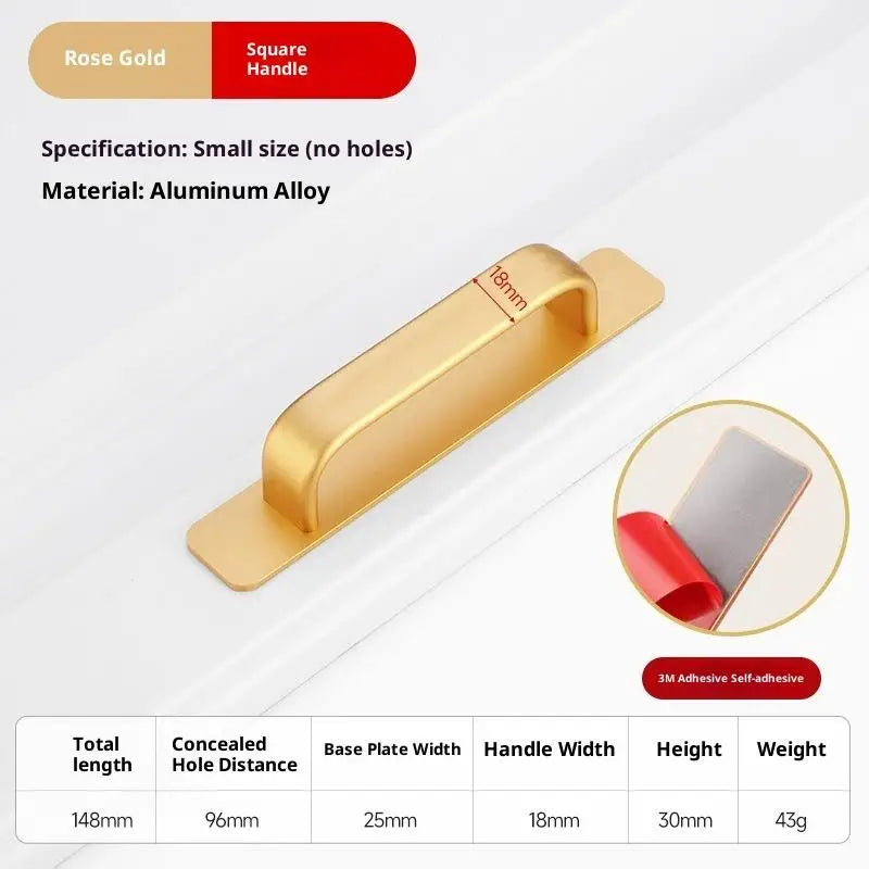Drill-Free Aluminum Adhesive Door Handle for Sliding Doors & Drawers
