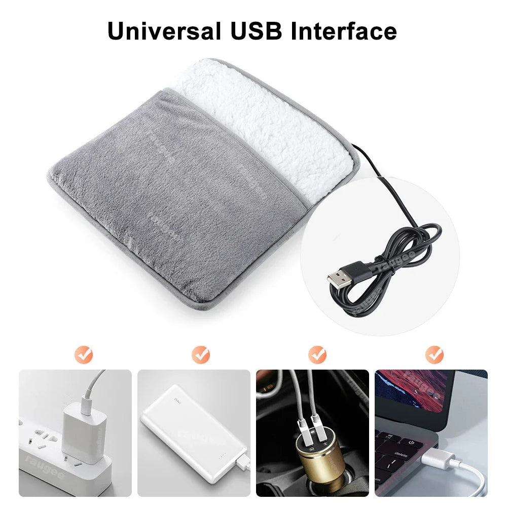 Raugee USB Electric Foot Warmer – Soft Plush Heating Pad