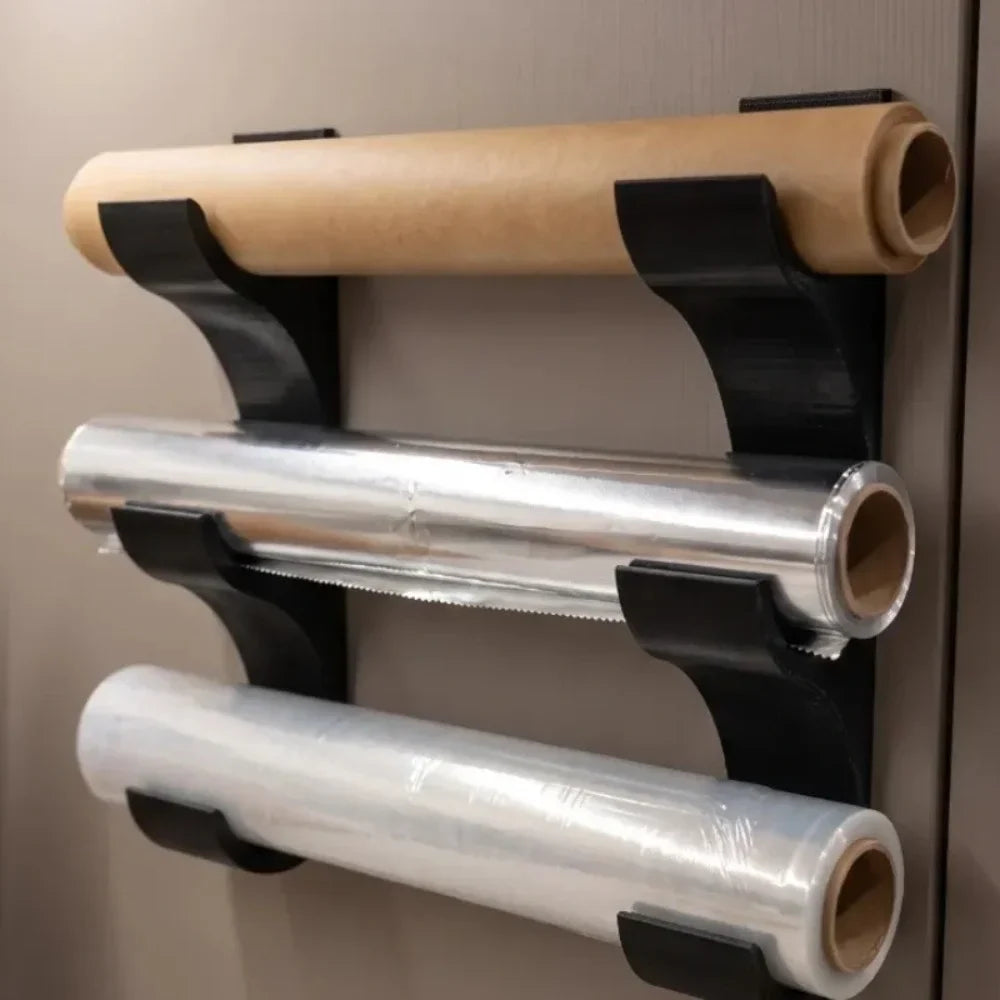 2-Piece Kitchen Wrap Organizer Rack – Foil & 3 Rolls
