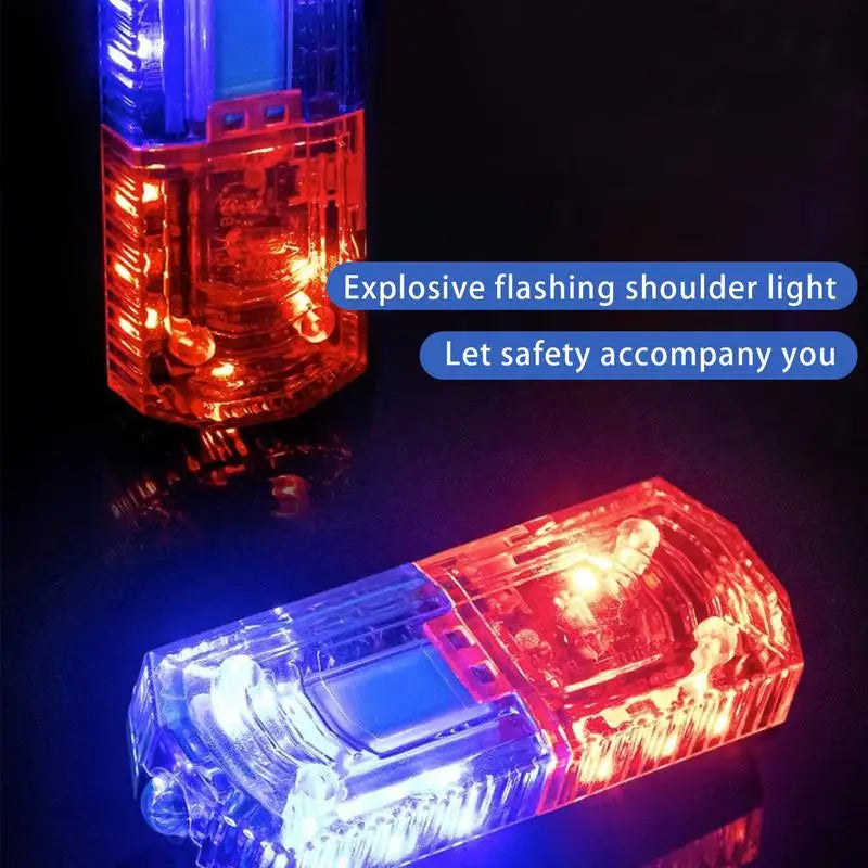 Red Blue LED Clip-On Shoulder Strobe Warning Light | USB