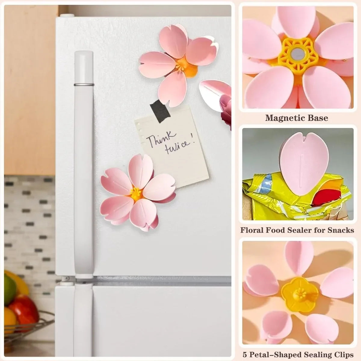 Sakura Magnetic Fridge Clip – Flower Food Bag Sealer Magnet
