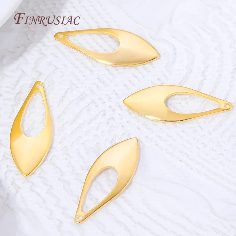 18K Gold Plated Openwork Leaf Teardrop Charms – DIY Jewelry