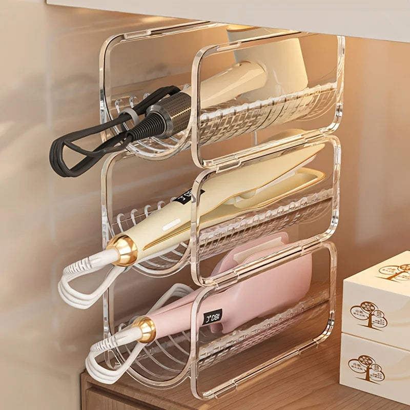 Clear Acrylic Hair Tool Organizer – Stackable Bathroom Storage