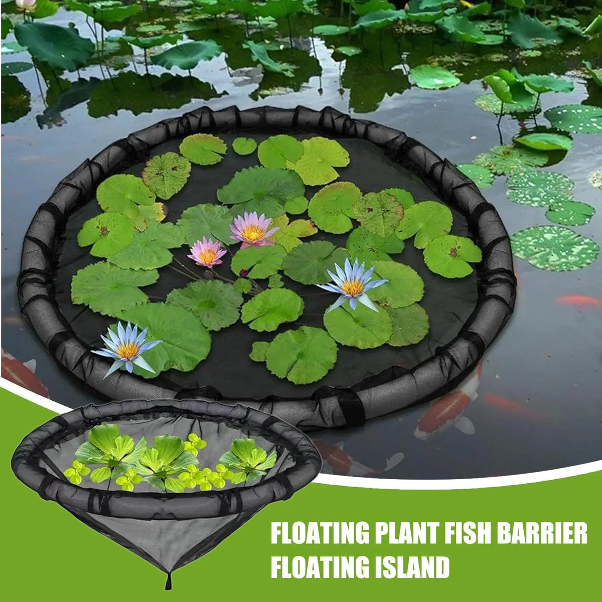 Round Floating Plant Corral 17.7" Fine Mesh Pond Planter