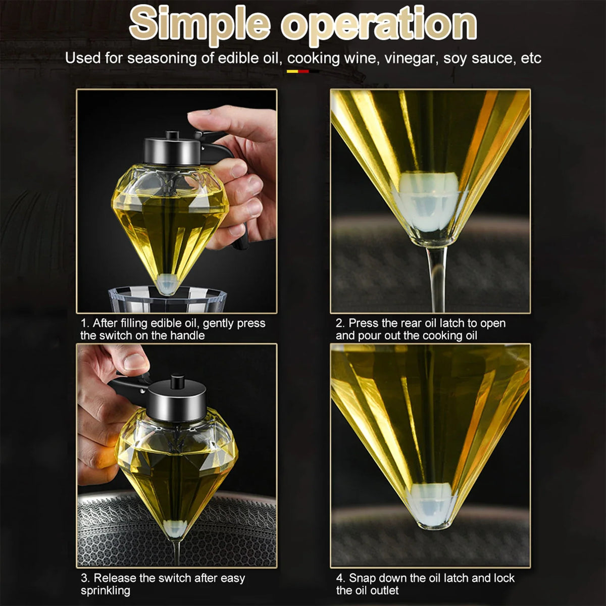 Diamond Glass Honey Dispenser 200ml – Drip-Free Trigger Jar