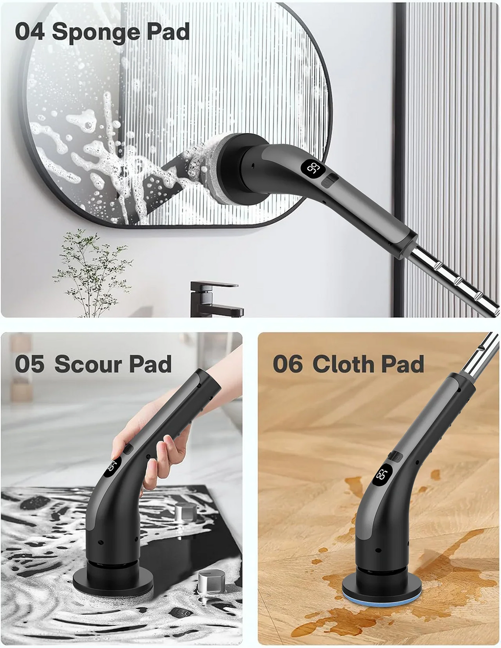 Electric Rotating Floor Cleaning Brush – Extendable Long Handle