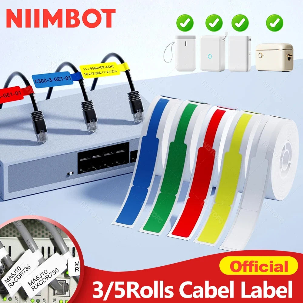 Niimbot Thermal Cable Label Stickers – Waterproof Self-Adhesive Tags