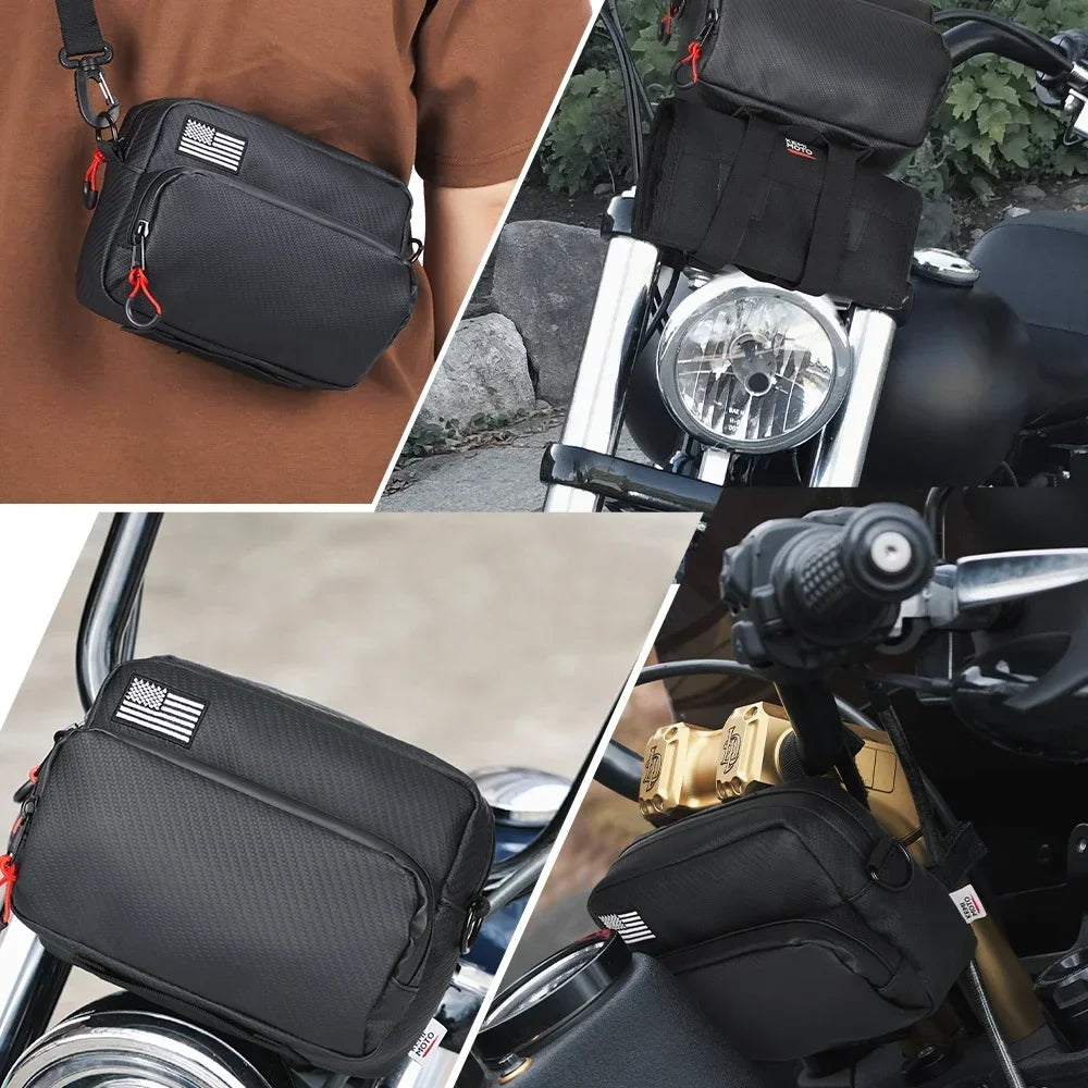 KEMIMOTO Motorcycle Handlebar Bag – Universal Fork & Sissy Bar