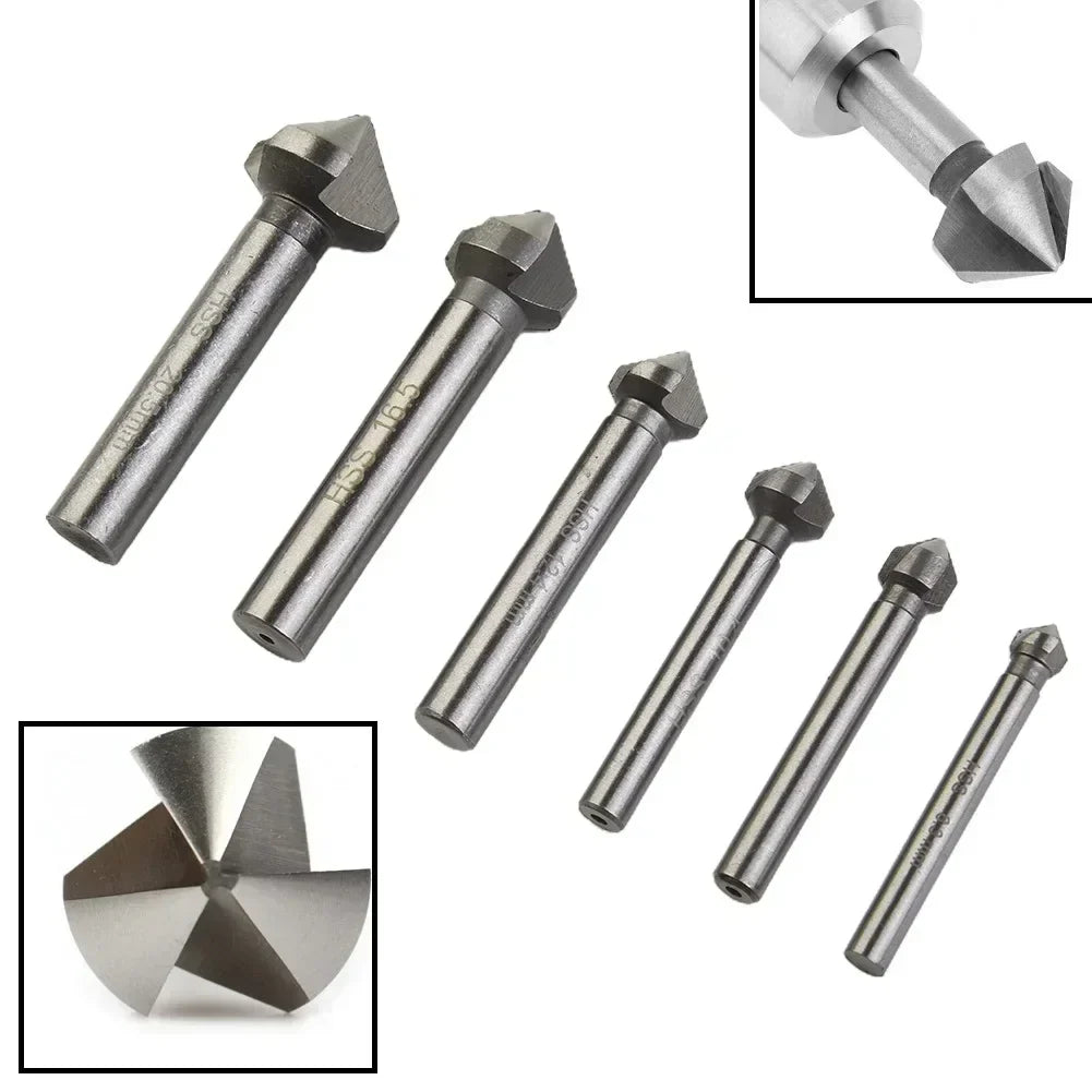 3 Flute HSS Countersink Drill Bit 90° Chamfer – 6 Sizes