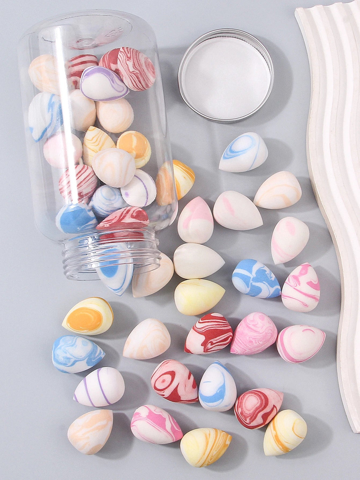 40PCS Marble Mini Makeup Sponge Set with Storage Jar | Nixie