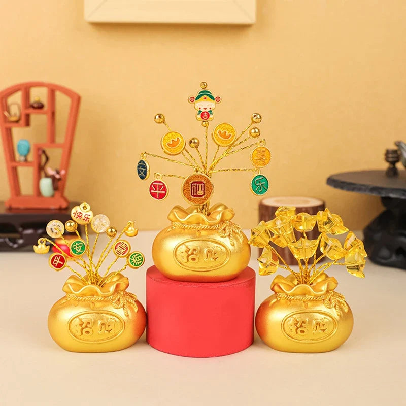 Feng Shui Money Tree Lucky Fortune Miniature Resin Ornament