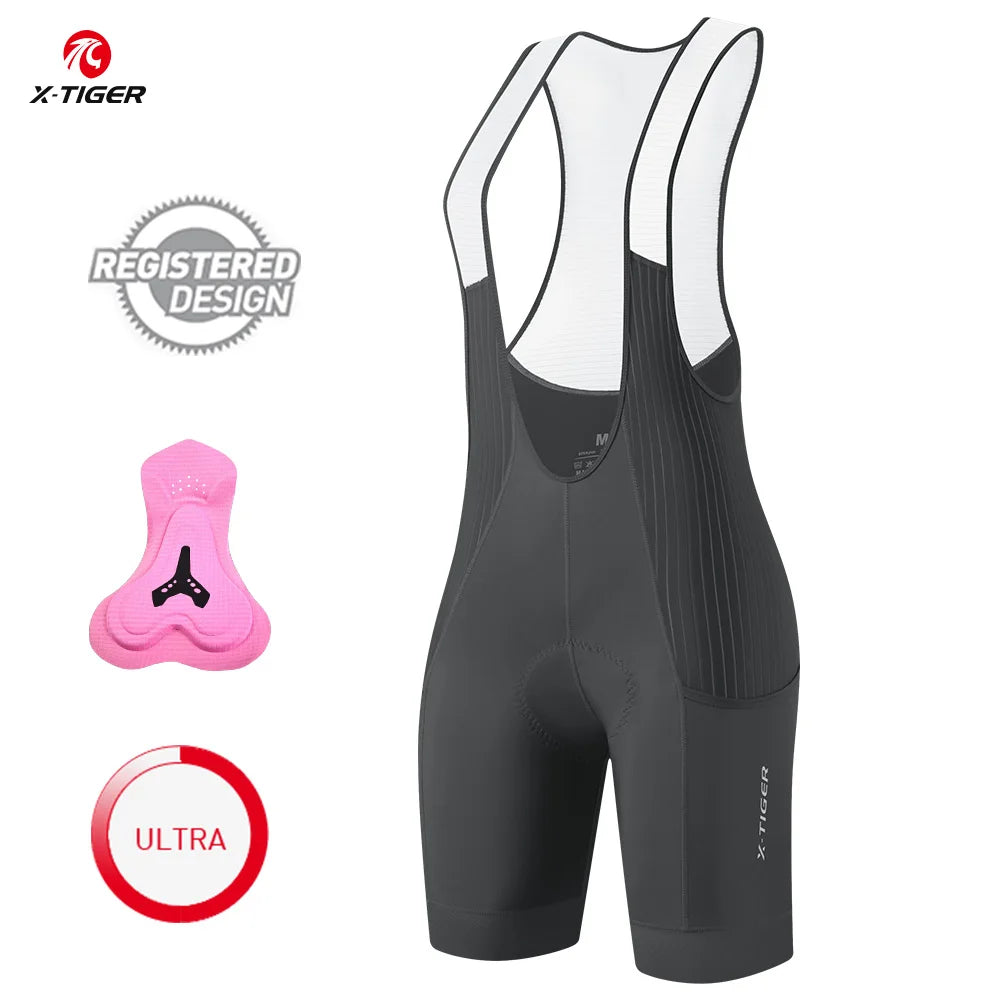 X-TIGER Women's 5D Padded Cycling Bib Shorts | UV Protection