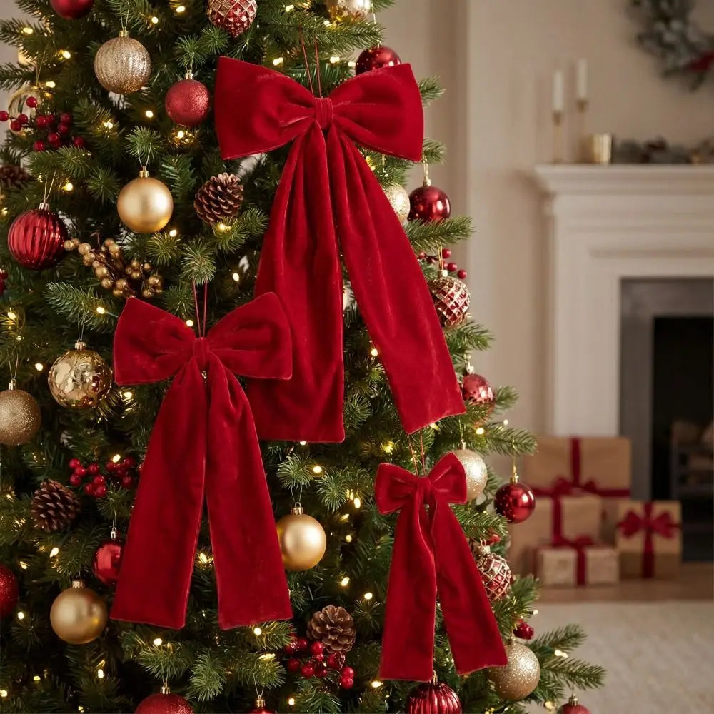 Red Bowknot Christmas Pendant – DIY Hanging Xmas Bow Ornament