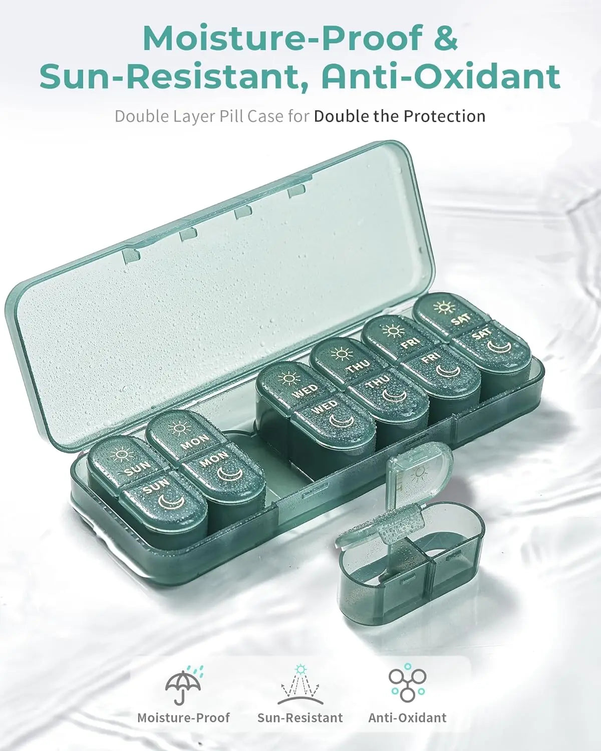 7-Day AM/PM Pill Organizer – 14-Compartment Weekly Pill Box