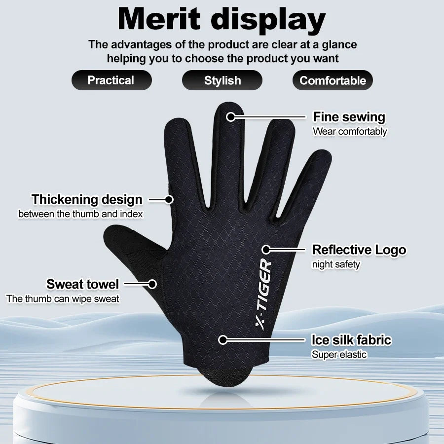 X-TIGER Full Finger Cycling Gloves – Shockproof MTB Road Bike