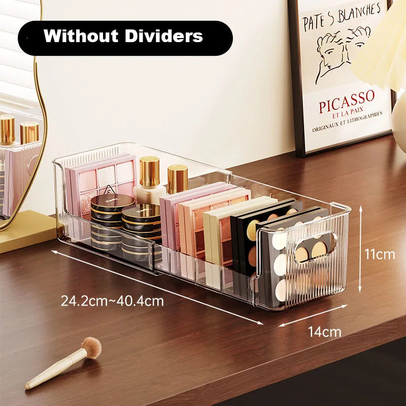 Telescopic Makeup Organizer Box with Removable Dividers
