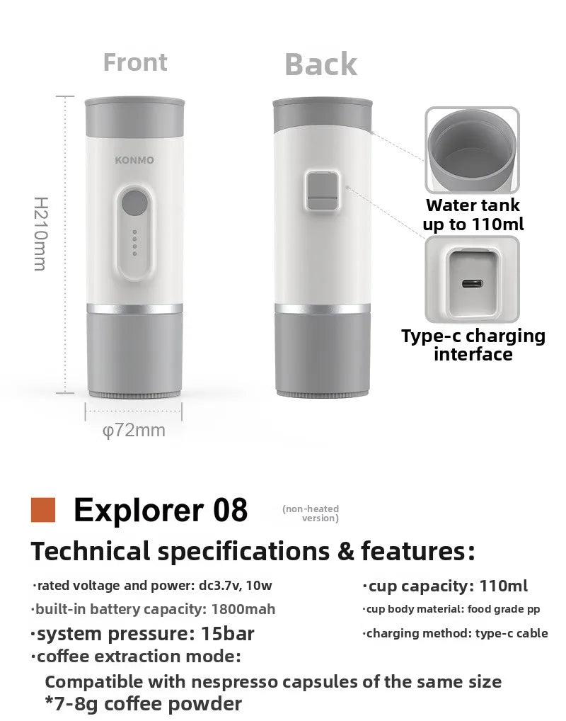 DUTRIEUX Portable Battery Capsule Espresso Machine | 15-Bar