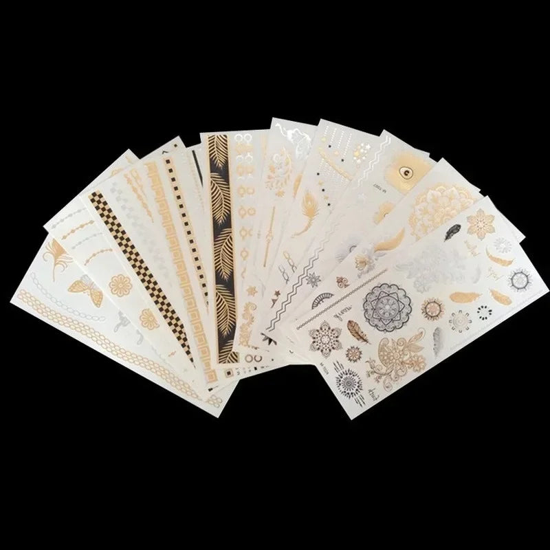 Gold Metallic Sun Moon Star Temporary Tattoo Stickers