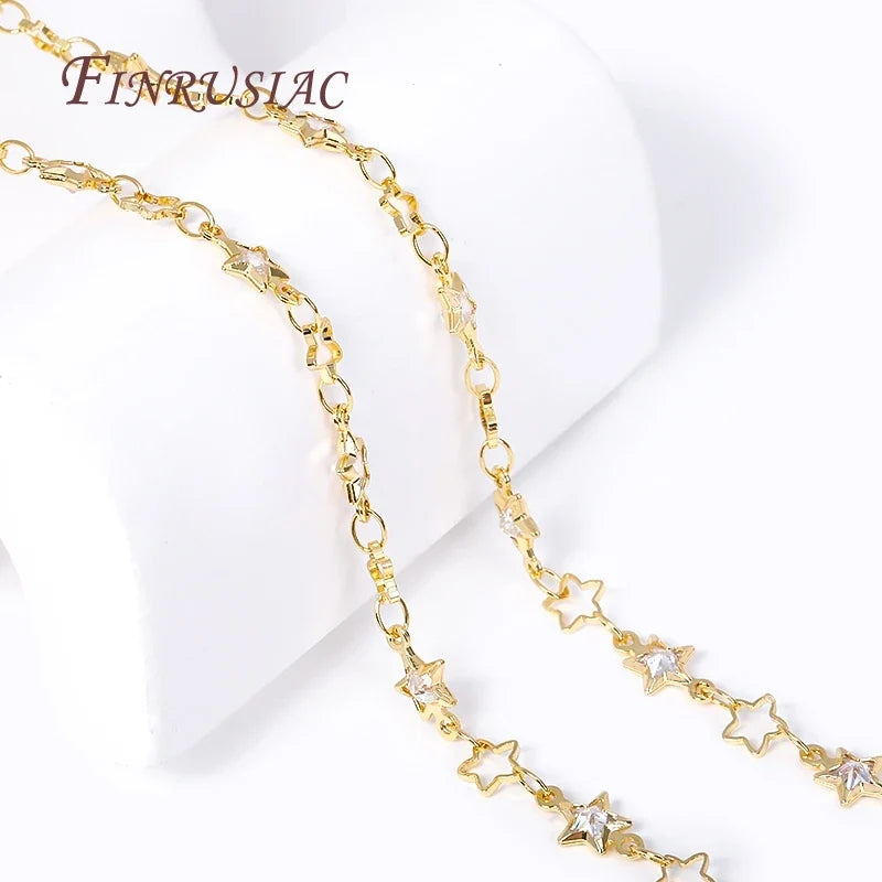 18K Gold Plated Star Zircon Link Chain | DIY Jewelry Making