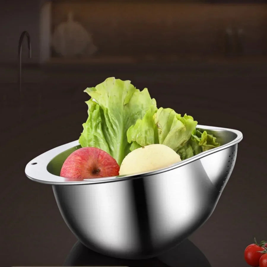 Stainless Steel Rice Strainer Bowl | Heavy-Duty Colander