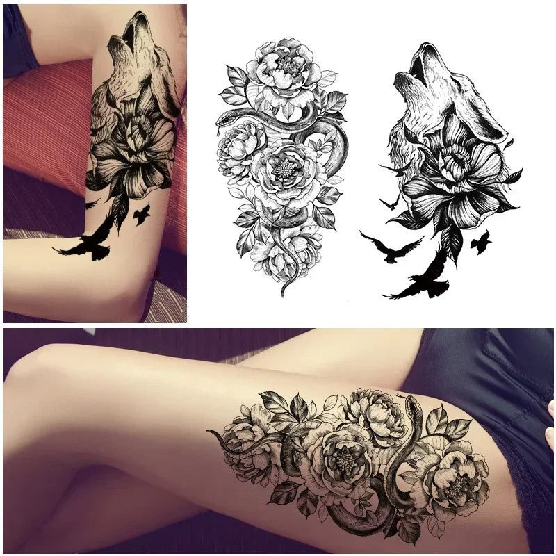 Realistic Rose Temporary Tattoo Sticker – Waterproof Floral Art