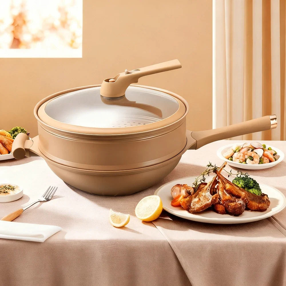 Nonstick Clay Wok Die Cast Frying Pan – Multifunctional Kitchen