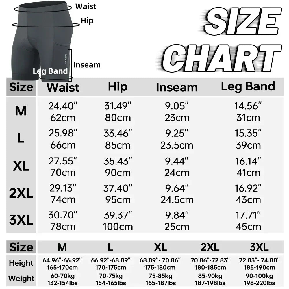 X-TIGER Men's 6D Gel Padded MTB Cycling Shorts | Quick Dry