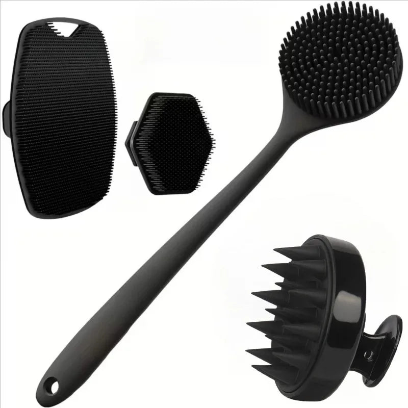 4PCS Silicone Body Scrubber Set – Exfoliating Shower Brush Kit