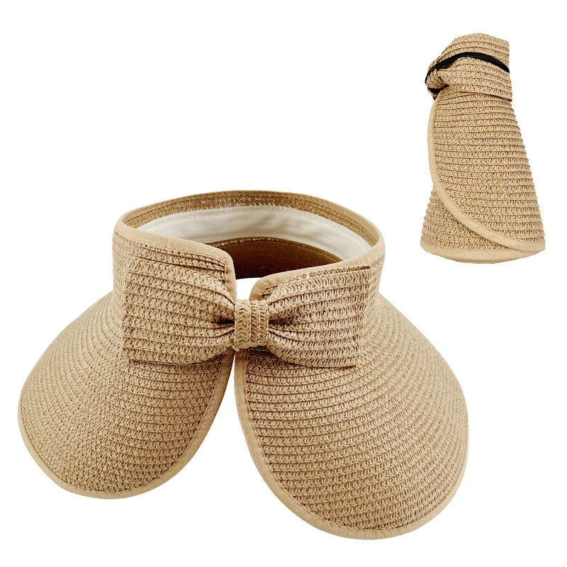 Women's Wide Brim Foldable Straw Sun Hat – UV Beach Visor