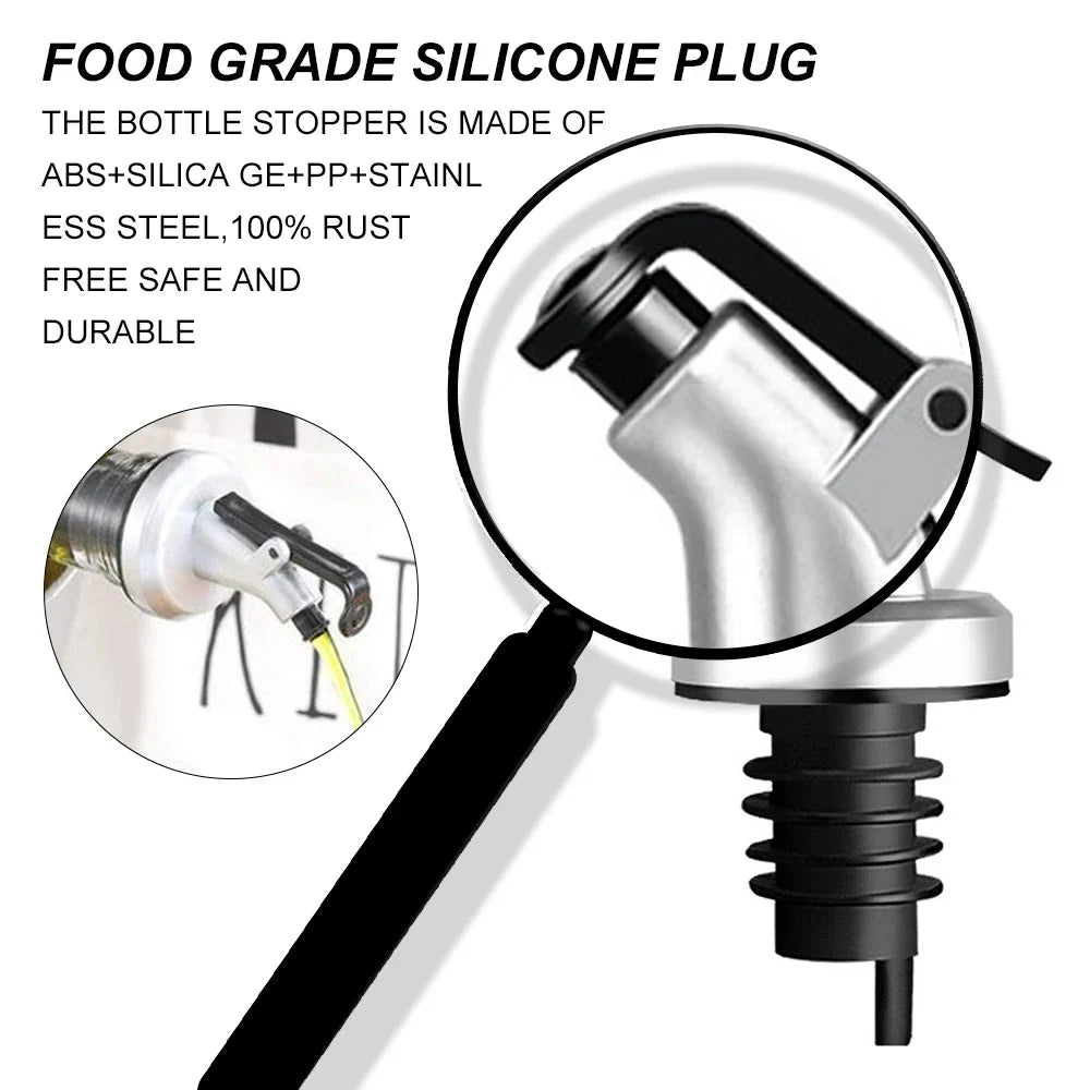 5-Pack Leakproof Oil Pourer Spouts & Silicone Bottle Stoppers