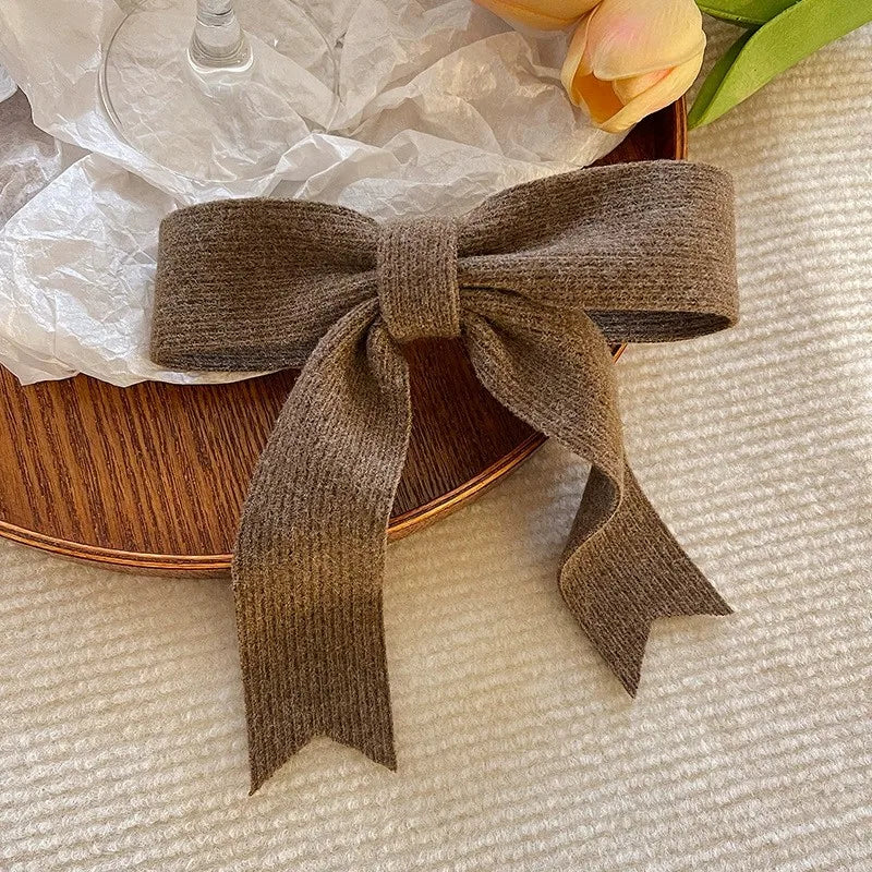 Korean Knitted Bow Hair Clip – Sweet Duckbill Hairpin for Women