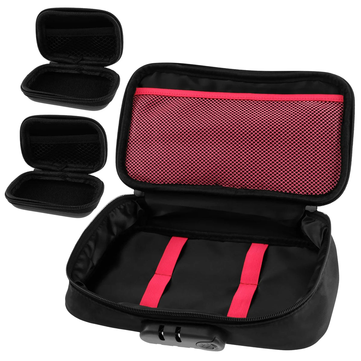 Lockable Storage Bag with Combo Lock & 2 Mini Zipper Cases