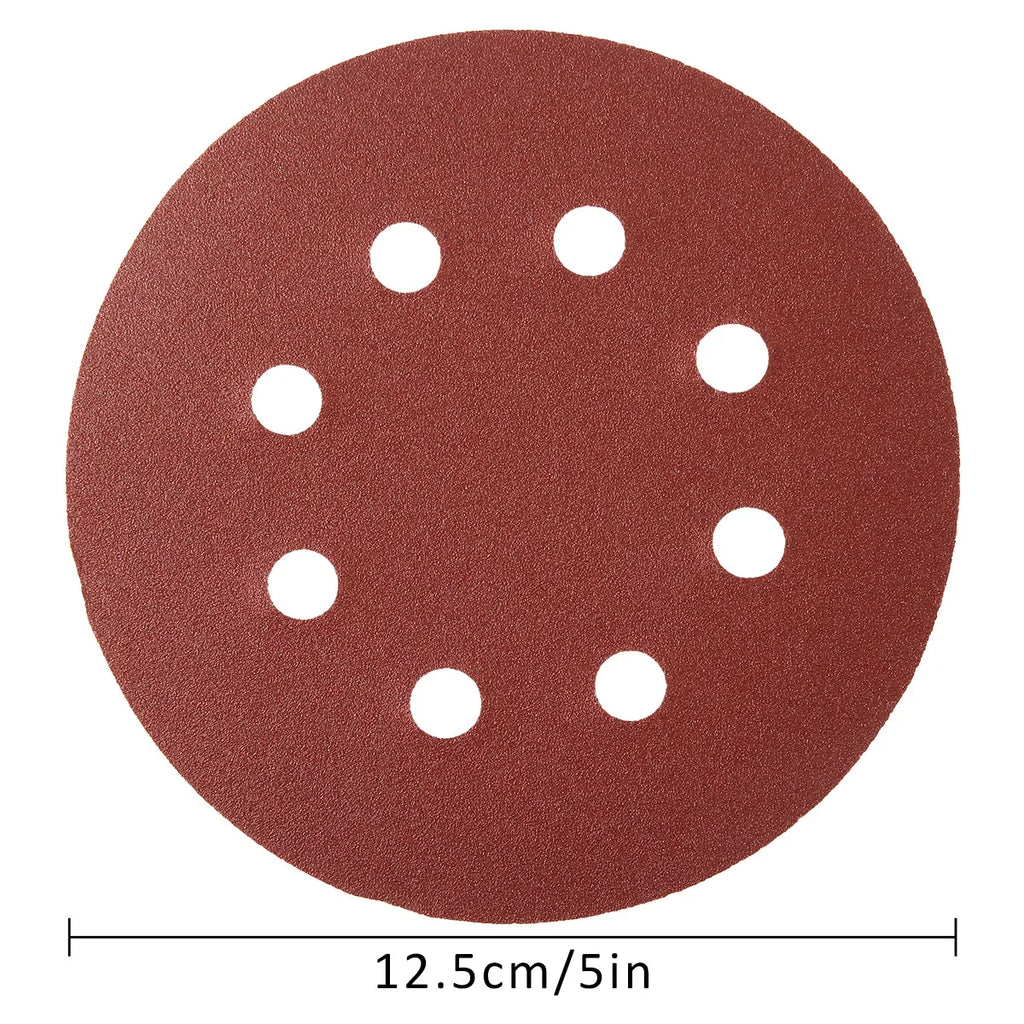 100Pcs 5" Hook & Loop Sanding Discs 80–3000 Grit | 8-Hole