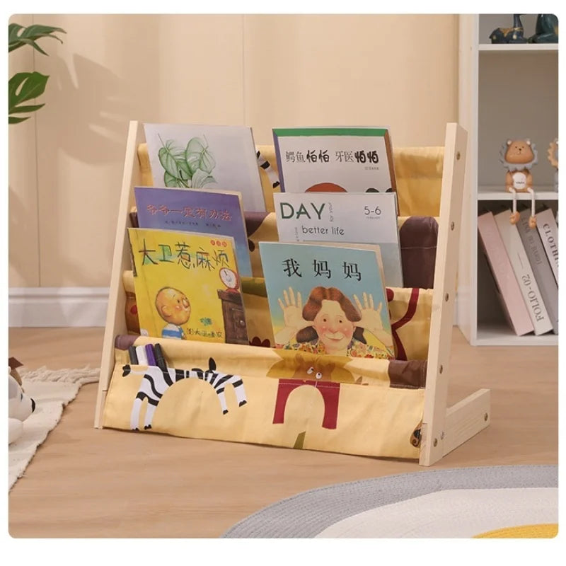 Solid Wood Floor-to-Ceiling Bookshelf – Kids Multi-Layer Rack