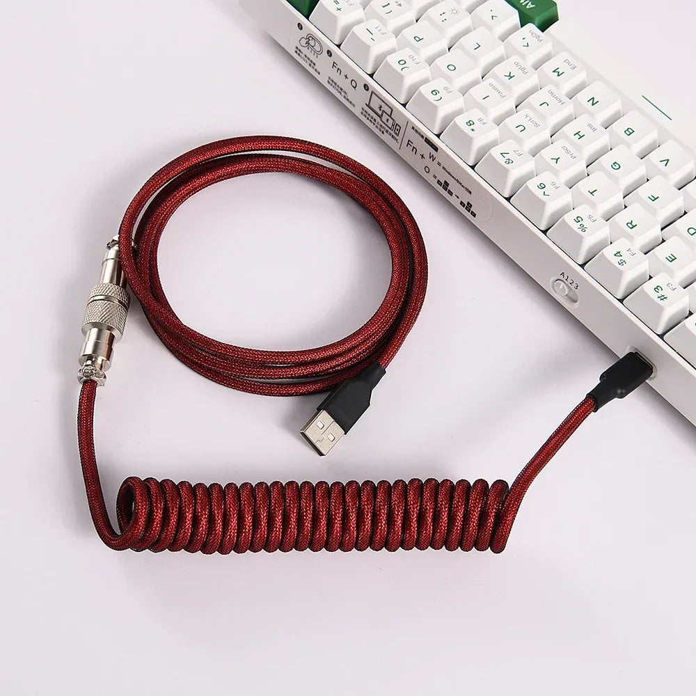 GX12 Aviation Connector USB-C Mechanical Keyboard Cable Spring Wire