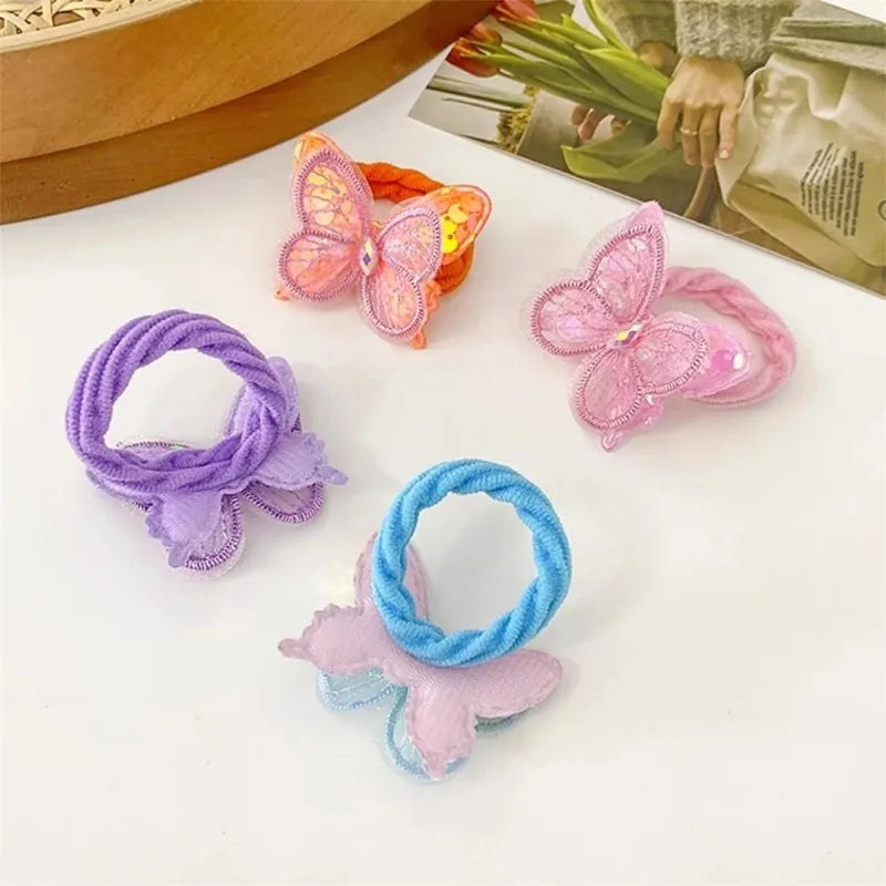 2PCS Sequin Butterfly Hair Ties for Girls – Elastic Ponytail Bands