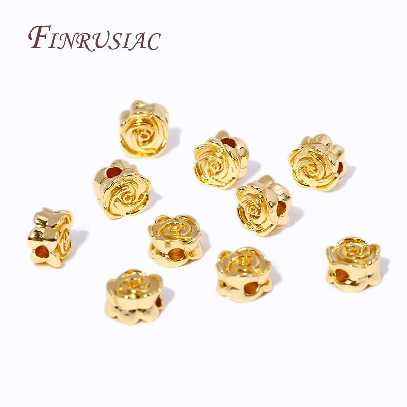 18K Gold Plated Brass Flower Spacer Beads – DIY Jewelry Making