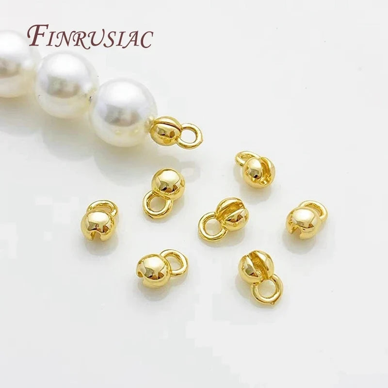18K Gold Plated Clam Shell Bead Tips Crimp End Findings | 10/20 Pcs