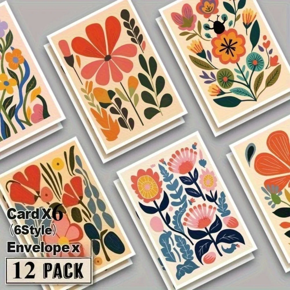 Boho Floral Thank You Cards with Envelopes – 12 or 24 Pack