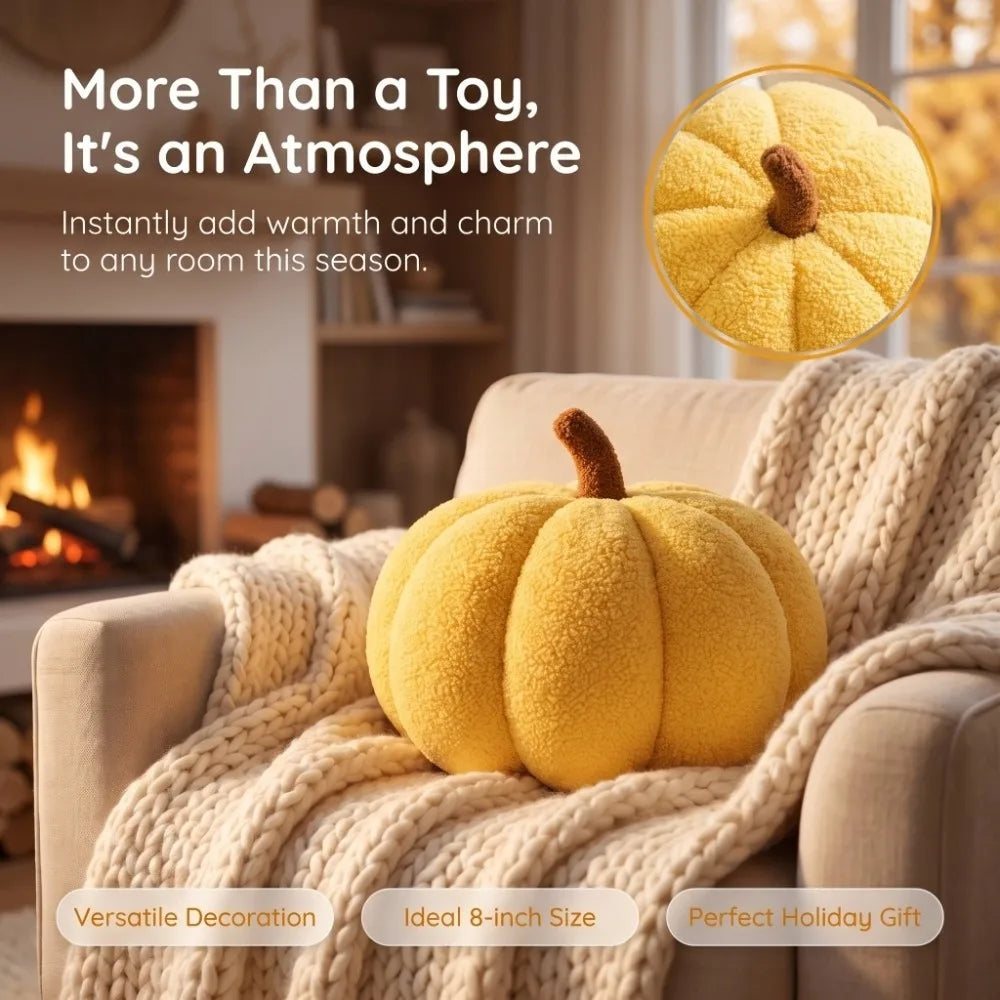 Plush Pumpkin Pillow 7.87" – Stuffed Colorful Halloween Décor