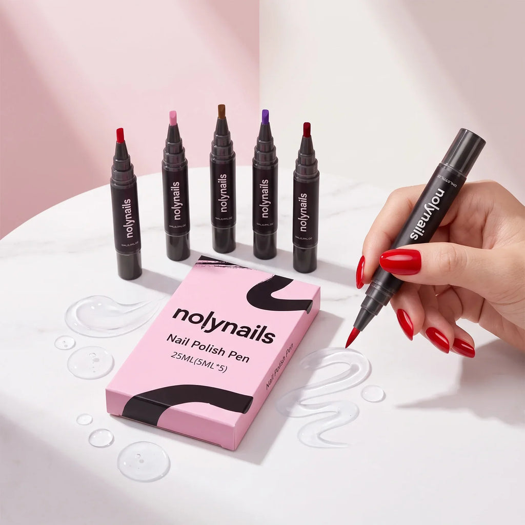 5-Color Gel Nail Polish Pen Set – Quick Dry, No UV Needed