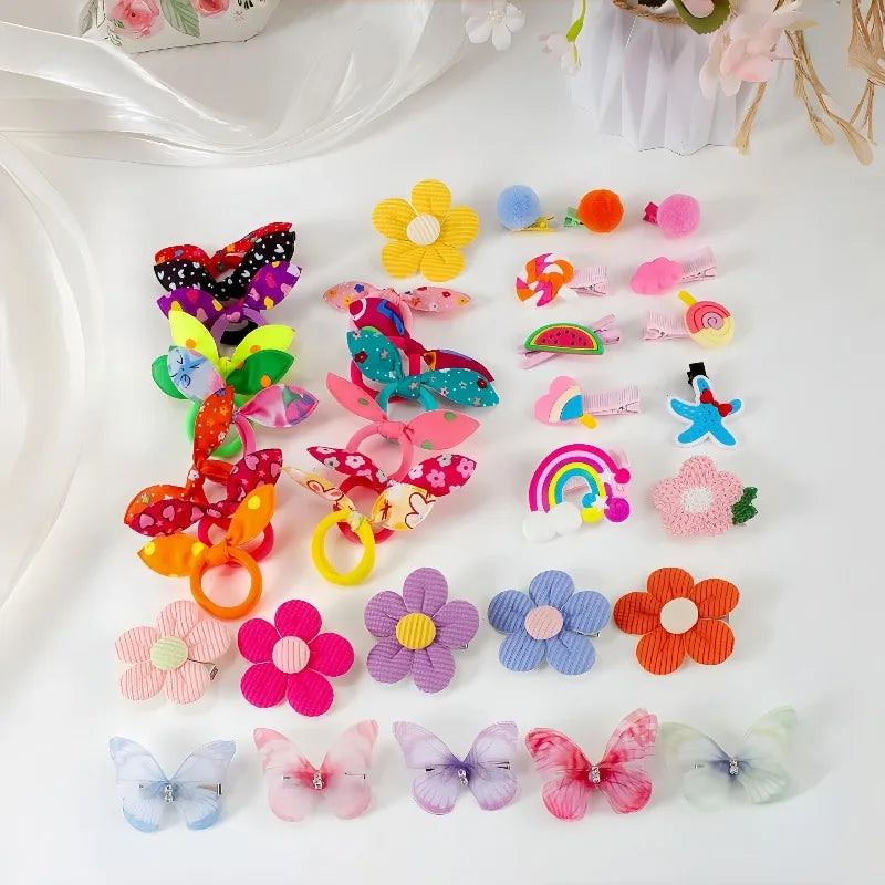 576pcs Girls Hair Accessories – Butterfly Clips & Elastic Bands